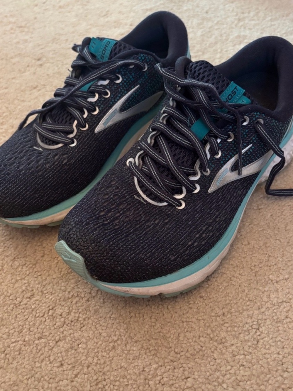 Brooks Women's Black and Teal Ghost  Running Shoe